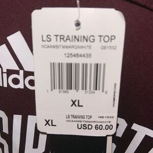 adidas Long-Sleeve Training Top in Maroon with White Logo